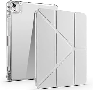 Zore Apple ile uyumlu iPad Air 11 2025 M3 Kılıf Zore Tri Folding Kalem Bölmeli Standlı Kılıf Gri