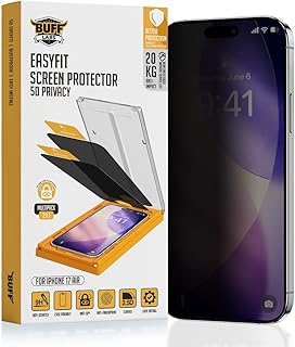 BUFF LABS 5D Privacy EasyFit 2 Adet Kolay Uygulama Aparatlı Ekran Koruyucu Temperli Hayalet Ekran Cam (iPhone 17 Air)