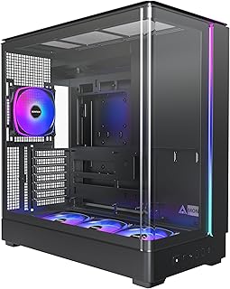 MONTECH King 45 PRO ATX Bilgisayar Kasası, Kavisli Panoramik Cam, Baca Tipi Hava Akışı, 360 mm Radyatör Desteği, Dahili Fan Hub'ı 4 ARGB PWM Fan, Siyah Renk