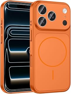 Zore Apple ile uyumlu iPhone 17 Pro Kılıf Zore M-Safe Şarj Özellikli Kamera Korumalı Formen Kapak Turuncu