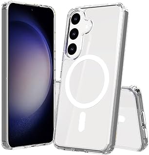 Zore Galaxy ile uyumlu S25 FE Kılıf M-safe Şarj Özellikli Şeffaf Sert PC Zore Embos Kapak Şeffaf