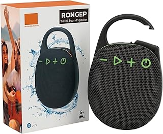 Rongep [Travel-Sound] Taşınabilir Bluetooth Hoparlör V5.3 Önü Kumaş Kaplı TFT/AUX/USB Destekli RGB Işıklı IPX6 Su Sıçramalarına Dayanıklı Type-C Şarjlı Kablosuz Speaker (Siyah)