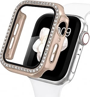 Coverzone Apple Watch İle Uyumlu 10 11 İle Uyumlu 46 Mm Özel Üretim Işıltılı Lüks Şık Darbe Emici Zarif Elmas Taşlı Kasa Ve Ekran Koruyucu Kılıf İnci