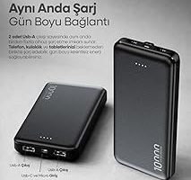 PDAteknoloji 10.000mAh Led Işıklı Taşınabilir Şarj Aleti/Powerbank Siyah/Beyaz JP-P10S-1 — %25 İndirim | Amazon TR Fırsatı