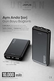 PDAteknoloji 10.000mAh Led Işıklı Taşınabilir Şarj Aleti/Powerbank Siyah/Beyaz JP-P10S-1