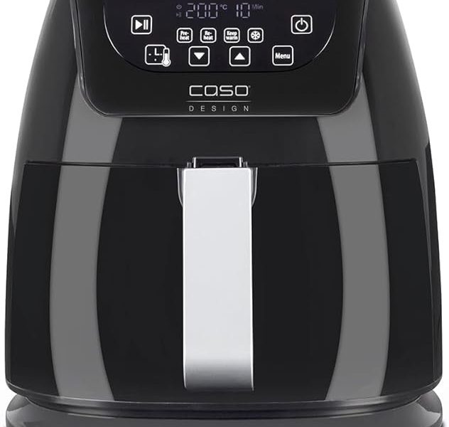 (%28.74) CASO AF 255 sıcak hava fritözü 3 l, ızgara dahil, 1 kg, 60 – 200 °C, güçlü 1400 W, yağsız, paslanmaz çelik iç kısım, siyah