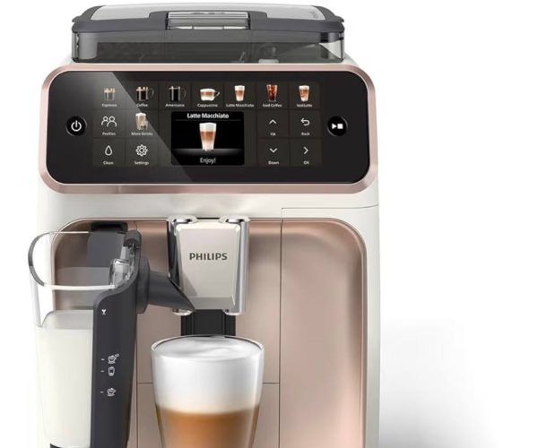 Philips 5500 Serisi LatteGo Tam Otomatik Espresso Makinesi 20 Sıcak ve Soğuk İçecek, Renkli Dokunmatik Ekran, Beyaz Roze Renk, QuickStart, SilentBrew Teknolojisi (EP5543/80)