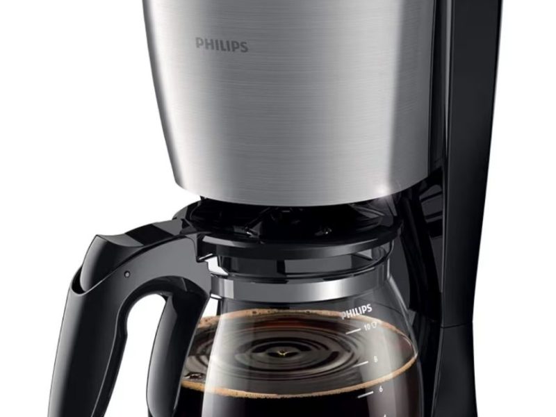 Philips Filtre Kahve Makinesi, 1,2 Lt Kapasite, Otomatik Kapanma, Cam Demlikli, Kolay Doldurma, Zamanlayıcı, Siyah ve Metal, HD7459/20