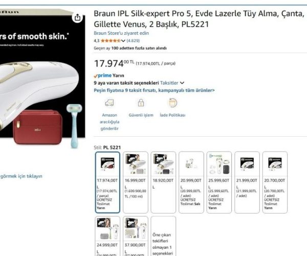 Braun IPL Silk·expert Pro 5, Evde Lazerle Tüy Alma, Çanta, Gillette Venus, 2 Başlık, PL5221
