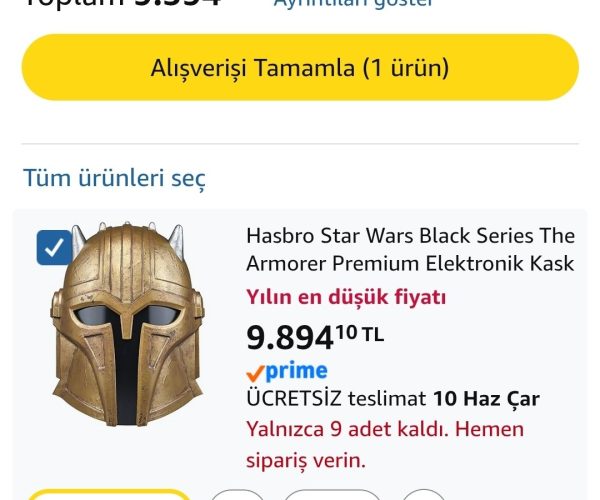 💥Hasbro Star Wars Black Series The Armorer Premium Elektronik Kask AMAZN500 Koduyla 9.394₺