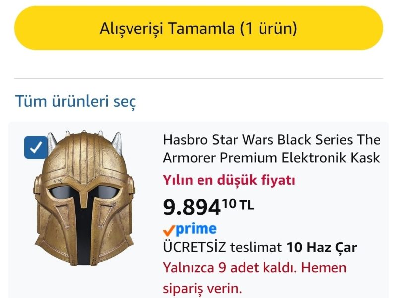 💥Hasbro Star Wars Black Series The Armorer Premium Elektronik Kask AMAZN500 Koduyla 9.394₺