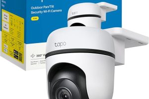 (%20) TP-Link Wi-Fi günanenlik kamerası, dış mekan için, 360 derece, 1080p çözünürlük, hareket algılama, 30 mnanye kadar gece görüşü, çift yönlü ses, siren, Alexa nane Google ile uyumlu, Beyaz — %20 İndirim