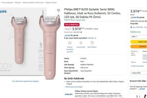 Philips BRE718/05 Epilatör Serisi 9000, Kablosuz, Islak ve Kuru Kullanım, 32 Cımbız, LED Işık, 60 Dakika Pil Ömrü