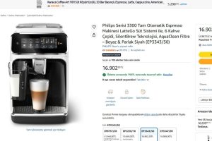 Philips Serisi 3300 Tam Otomatik Espresso Makinesi LatteGo Süt Sistemi ile, 6 Kahve Çeşidi, SilentBrew Teknolojisi, AquaClean Filtre – Beyaz & Parlak Siyah (EP3343/50) — %95 İndirim