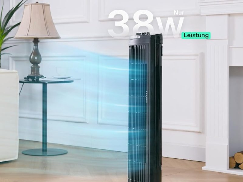 Pelonis Kule Fan, Sessiz Çalışma, 3 Hız Ayarı, Zamanlayıcı, 60° Salınım