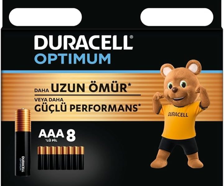 (%38.78) Duracell Optimum AAA İnce Kalem Pil (8’li Paket) – Alkalin Pil 1,5V – Pil Saklama Paketi – LR03 MX2400