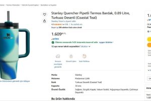 Stanley Quencher Pipetli Termos Bardak, 0.89 Litre, Turkuaz Desenli (Coastal Teal) — %35 İndirim