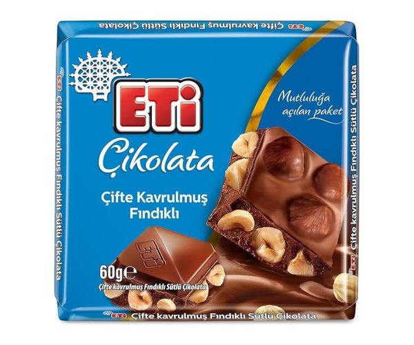🛍️ Eti Çikolata Çifte Kavrulmuş Fındıklı Sütlü Kare 60 g