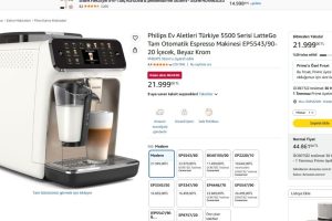 Philips Ev Aletleri Türkiye 5500 Serisi LatteGo Tam Otomatik Espresso Makinesi EP5543/90-20 İçecek, Beyaz Krom