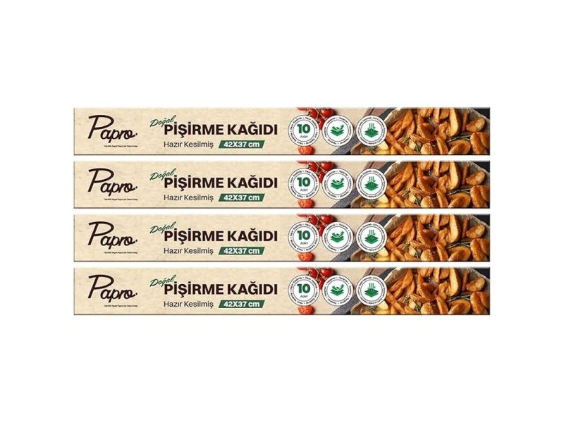 🛍️ Doğal Fırın Pişirme Kağıdı 40 Yaprak (4×10), 37×42 cm Kesilmiş Yağlı Kağıt, Yapışmaz PFAS Free Fırın Kağıdı (37×42, 4 paket, 40.0)