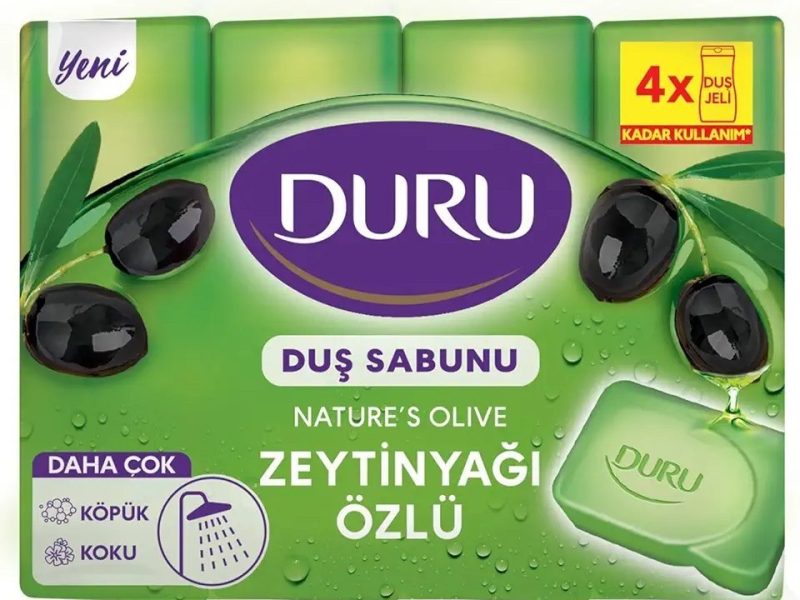 DURU Natural Olive Zeytinyağlı Sabun, 150 Gramx4