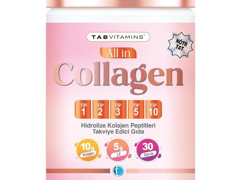 🛍️ TABVITAMINS All in Collagen 30 Servis Aromasız Hidrolize Kolajen Peptitleri Tip 1 Tip 2 Tip 3 Tip 5 Tip 10 Akasya Gamı Yumurta Kabuğu Zarı Bromelain Hyaluronik Asit Vitamin C Magnezyum