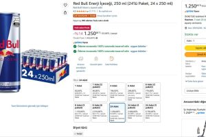 Red Bull Enerji İçeceği, 250 ml (24’lü Paket, 24 x 250 ml) — %95 İndirim