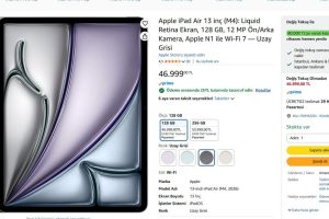 Apple iPad Air 13 inç (M4): Liquid Retina Ekran, 128 GB, 12 MP Ön/Arka Kamera, Apple N1 ile Wi-Fi 7 — Uzay Grisi