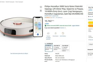 Philips HomeRun 5000 Serisi Robot Elektrikli Süpürge, Çift Döner Mop, Süpürme ve Paspas, 10.000Pa Emiş Gücü, Lazer Çizgi Navigasyon, HomeRun Uygulaması, İpek Beji (XU5000/20) — %96 İndirim