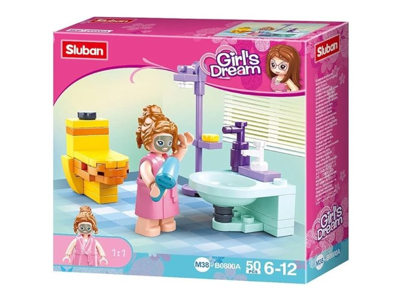 🛍️ Sluban Girl’s Dream Banyo, Çok Renkli Yapım Seti, 50 Parça