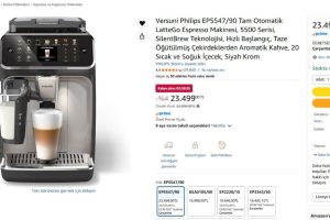 Versuni Philips EP5547/90 Tam Otomatik LatteGo Espresso Makinesi, 5500 Serisi, SilentBrew Teknolojisi, Hızlı Başlangıç, Taze Öğütülmüş Çekirdeklerden Aromatik Kahve, 20 Sıcak ve Soğuk İçecek, Siyah Krom