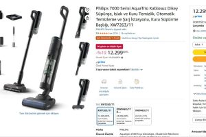 Philips 7000 Serisi AquaTrio Kablosuz Dikey Süpürge, Islak ve Kuru Temizlik, Otomatik Temizleme ve Şarj İstasyonu, Kuru Süpürme Başlığı, XW7263/11