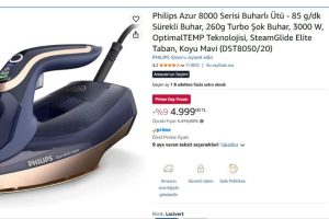 Philips Azur 8000 Serisi Buharlı Ütü – 85 g/dk Sürekli Buhar, 260g Turbo Şok Buhar, 3000 W, OptimalTEMP Teknolojisi, SteamGlide Elite Taban, Koyu Mavi (DST8050/20)
