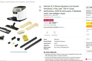 Kärcher SC 5 Deluxe Signature Line buharlı temizleyici, 4 bar, yakl. 130 m² yüzey performansı, 2250 W ısıtma gücü, 3 dakikada ısıtılır, halı eşdeğeri, beyaz