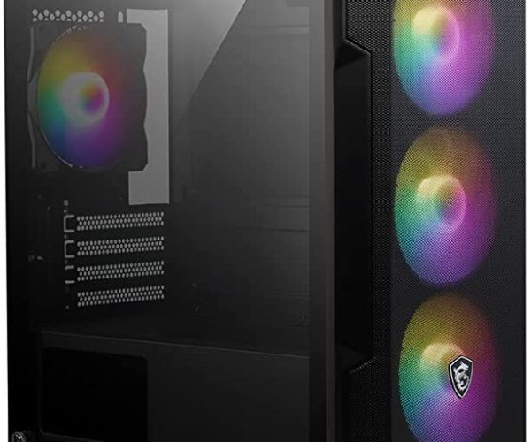 (%12.02) MSI MAG FORGE M100A Akrilik yan panel 3x120mm 1x120mm Auto RGB Fan mATX Gaming Bilgisayar Kasası