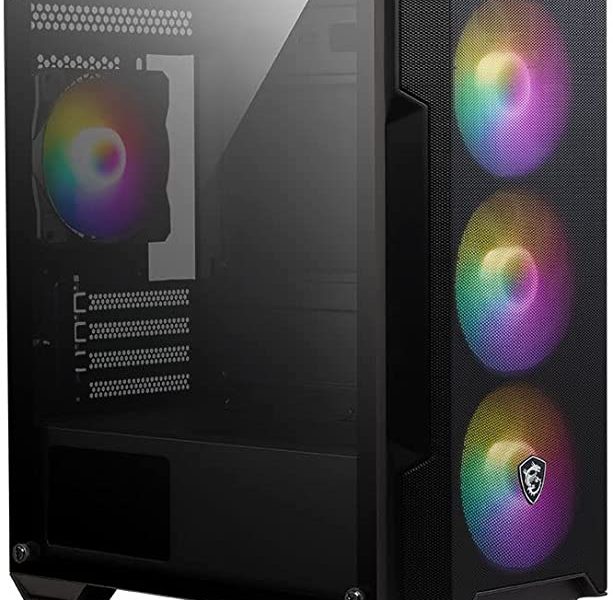 (%12.02) MSI MAG FORGE M100A Akrilik yan panel 3x120mm 1x120mm Auto RGB Fan mATX Gaming Bilgisayar Kasası