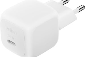 Belkin Kompakt Duvar Şarj Cihazı 45 W, Apple iPhone 17, 16 and 15 Serisi, Samsung Galaxy S25, iPad, AirPods ve Daha Fazlası için USB-C Güç İletimli Hızlı Şarj, Beyaz