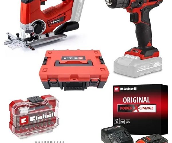 Einhell TC-CD 18/35 Li + TE-JS 18/80 Li Akülü Vidalama ve Dekupaj Testere Seti (2,5 Ah Akü ve Şarj Cihazı, 32 Parça Uç Seti ve Çanta Dahildir)