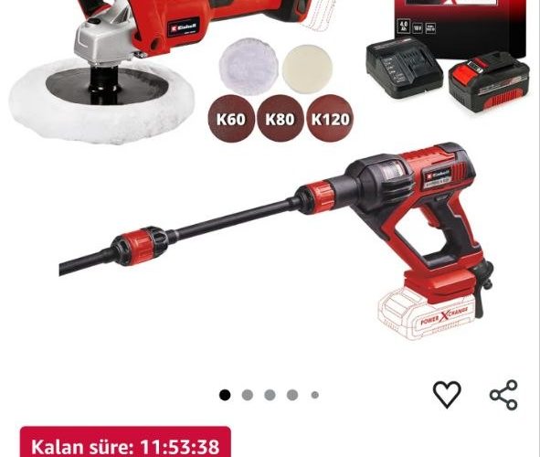 Einhell HYPRESSO 18/24-1 + CE-CP 18/180 Li E Akülü Basınçlı Yıkama Tabancası ve Polisaj Makinesi Seti (4,0 Ah Akü ve Şarj Cihazı Dahildir)