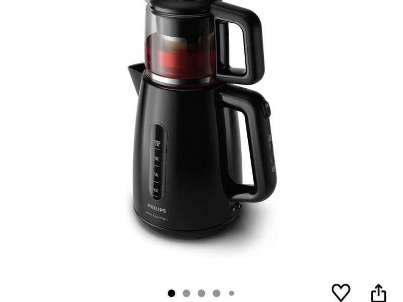 Philips Daily Collection Çay Makinesi – Otomatik Sıcak Tutma, 1.9L Su Isıtıcısı, 0.9L Cam Demlik, Hızlı Kaynatma 1700W, Kireç Filtresi, Kolay Dökme İçin Kablosuz Taban (HD7301/0