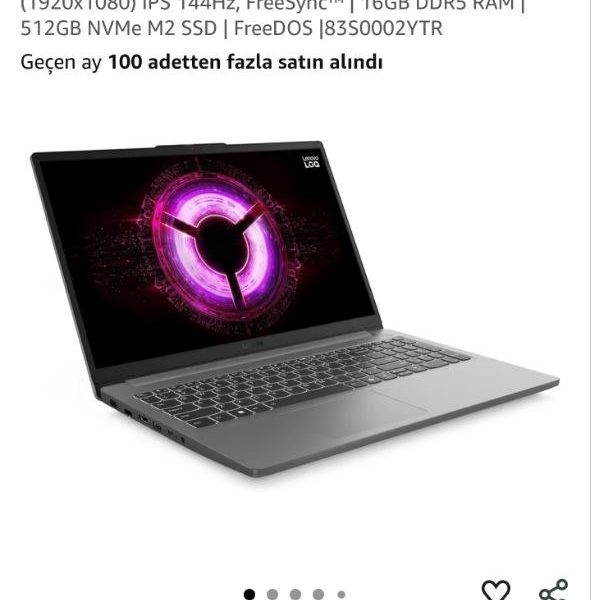 Lenovo LOQ 15ARP10E Notebook | NVIDIA GeForce RTX 4050 6GB GDDR6 65W | AMD Ryzen 7 7735HS| 15.6″ FHD (1920×1080) IPS 144Hz, FreeSync™M | 16GB DDR5 RAM 512GB NVMe M2 SSD | FreeDOS |83S0002YTR