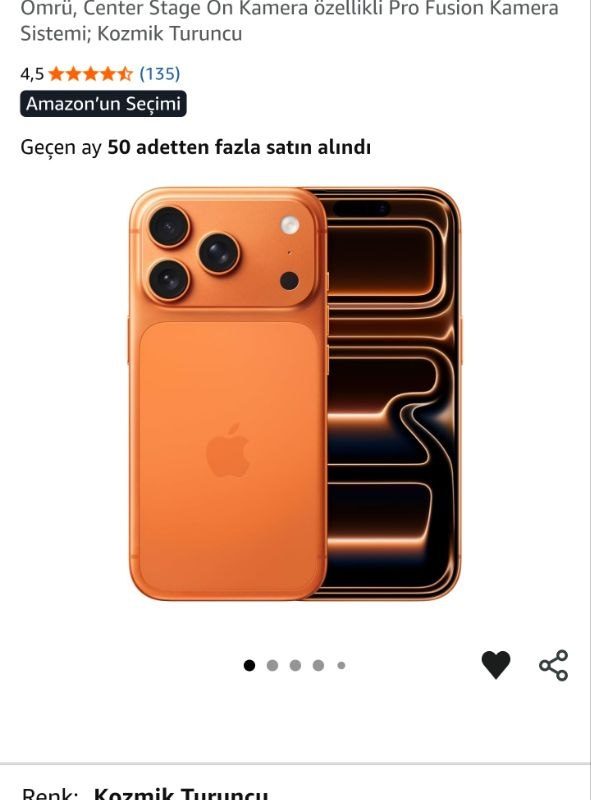 Apple iPhone 17 Pro 256 GB Kozmik Turuncu