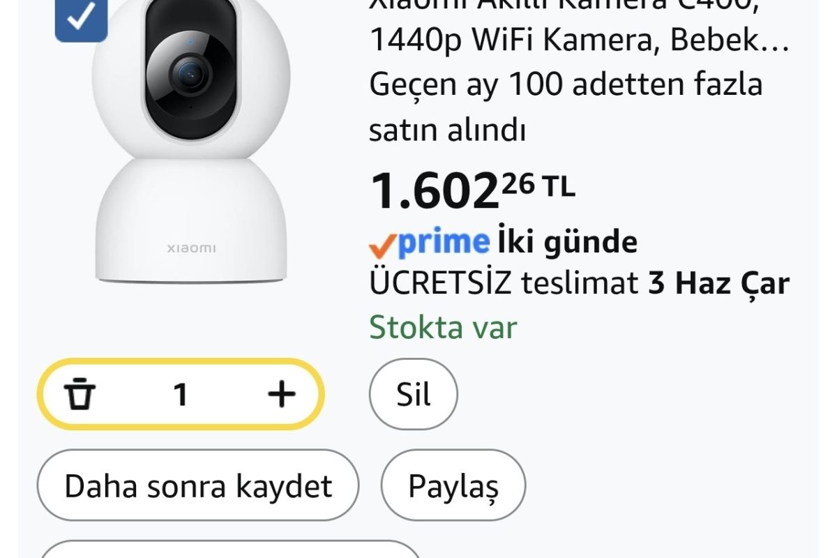 Xiaomi Akıllı Kamera C400, 1440p WiFi Kamera, Bebek Monitörü, İç Mekan Kamerası, Evcil Hayvan Kamerası, Gece Görüşü, 360° Dönen Başlık, Beyaz