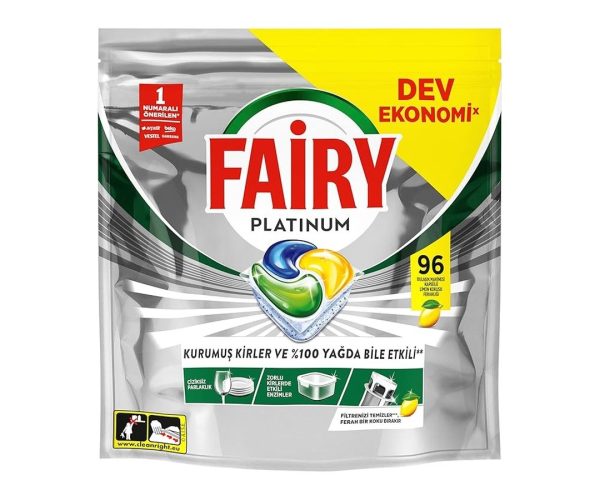 🛍️ Fairy Platinum Bulaşık Makinesi Deterjanı Kapsülü/Tableti 96 Yıkama Limon Kokulu
