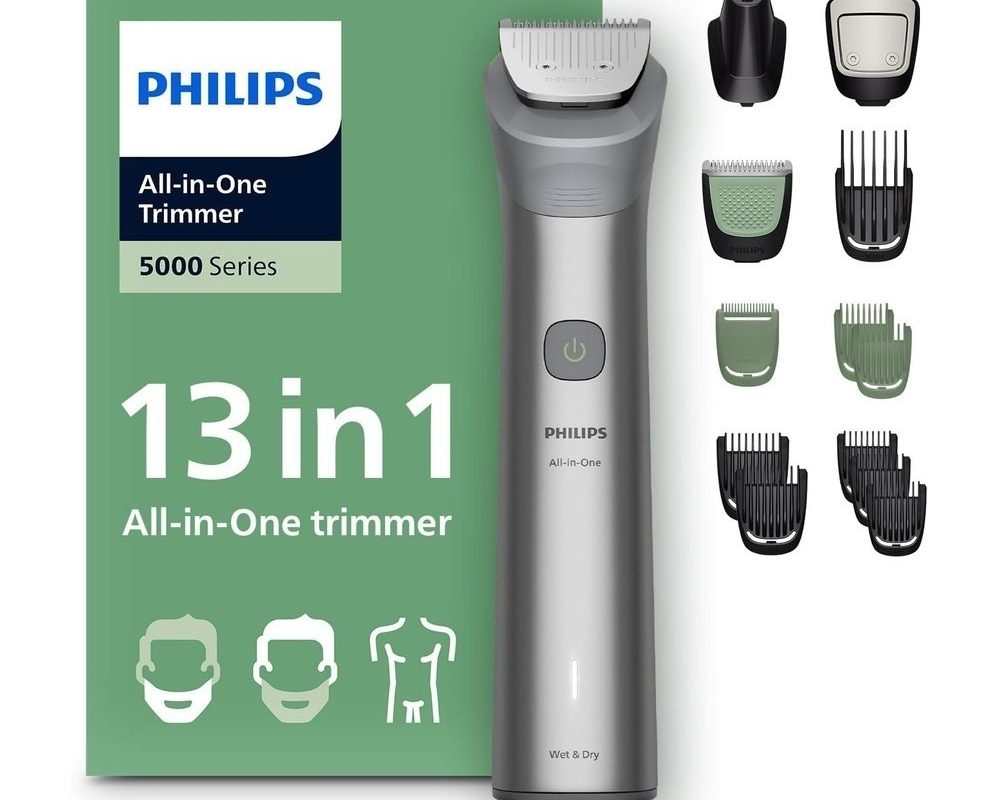 Philips All-in-One Trimmer 5000 Series, 13’ü 1 Arada Erkek Bakım Seti, Yüz Saç Vücut, BeardSense Teknolojisi, 120 Dakika Çalışma, MG5942/15