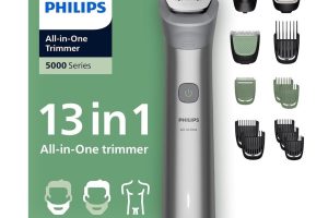 Philips All-in-One Trimmer 5000 Series, 13’ü 1 Arada Erkek Bakım Seti, Yüz Saç Vücut, BeardSense Teknolojisi, 120 Dakika Çalışma, MG5942/15