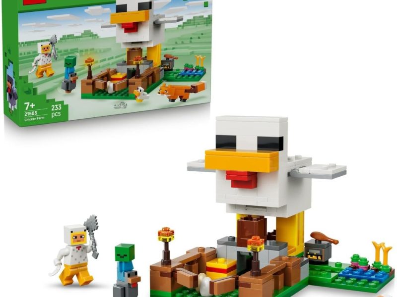 LEGO Minecraft Tavuk Çiftliği 21585-7 Yaş ve Üzeri Çocuklar için Tavuk Sever Minifigürü, Yavru Zombi, Tilki, Soğuk Tavuk ve Civciv İçeren Yaratıcı Oyuncak Yapım Seti, Hediye Fikri (233 Parça)