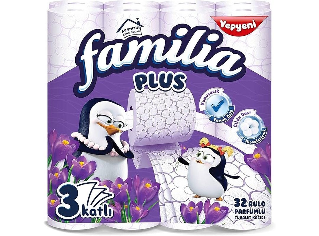 🛍️ Familia Plus 3 Katlı Tuvalet Kağıdı Sihirli Çiçekler 32’li 1 Paket (1 x 32 Adet), 2.7 kg