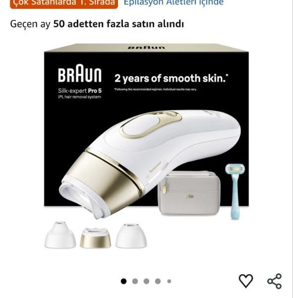 Braun IPL Silk-expert Pro 5, Evde Lazerle Tüy Alma, Çanta, 3 Başlık, PL5351