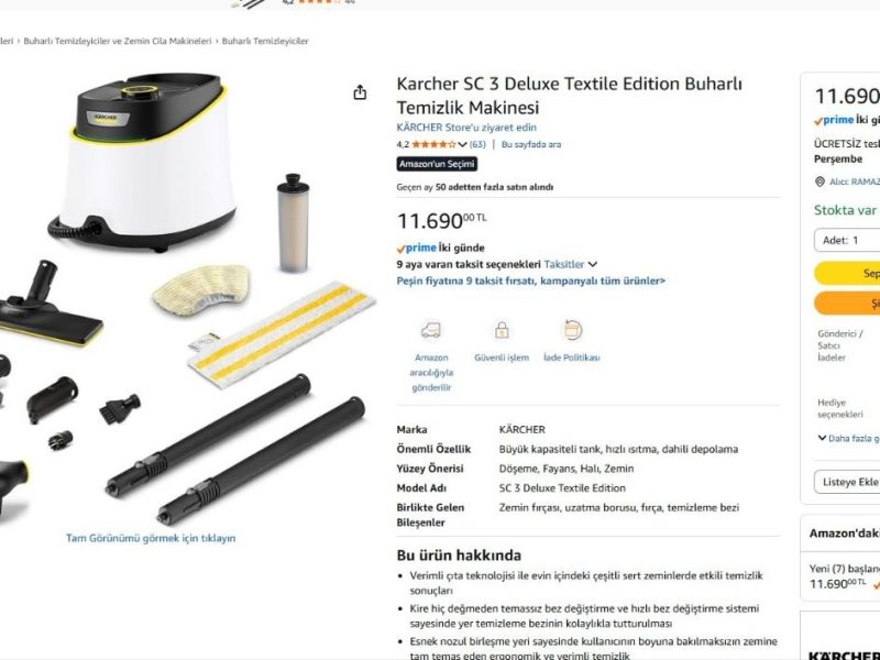 Karcher SC 3 Deluxe Textile Edition Buharlı Temizlik Makinesi